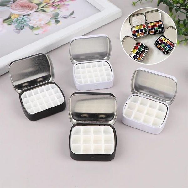 Bouteilles de rangement portables vides, boîte en fer blanc pour aquarelle, 12/24 grilles, Mini Palette de peinture, plateau de peinture de voyage, fournitures d'art