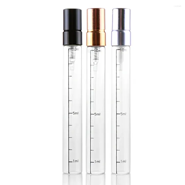 Bouteilles de rangement en verre portable Refile de parfum Bouteille avec atomiseur en aluminium Étui à parfum vide pour le voyageur 10ml