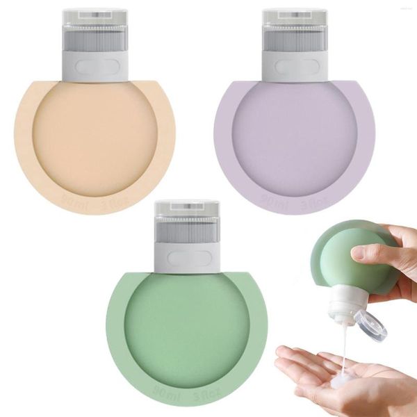 Bouteilles de rangement portables rechargeables, couvercle en Silicone, conteneurs vides à presser, articles de toilette, liquides de lavage du corps, outil de voyage