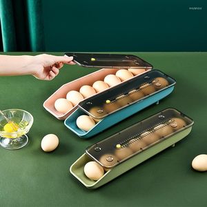 Opslagflessen draagbare rollende eierdoos plastic eieren container keuken koelkast organisator houder mand huishoudende lade