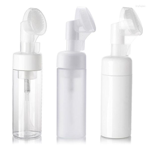 Botellas de almacenamiento, dispensador de bomba de viaje portátil para limpiador FACIAL, fabricante de espuma, botella con cepillo de limpieza de silicona, cosméticos