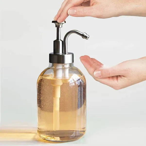 Bouteilles de rangement Appuyez sur la buse bouche en verre bouteille à main Sanitizer un savon liquide Solution de savon Lotion Gel de douche Pompe salle de bain