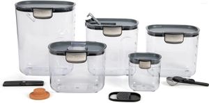 Bewaarflessen ProKeeper 9-delige doorzichtige plastic luchtdichte voedselmeel en suiker Baker's Kitchen Organization Container Canister Set met