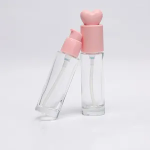 Opslagflessen Pompfles voor Essentie Lotion 30 ml Glas Lege DIY Cosmetische Container Vloeibare Foundation Dispenser Met Druk Roze Deksel