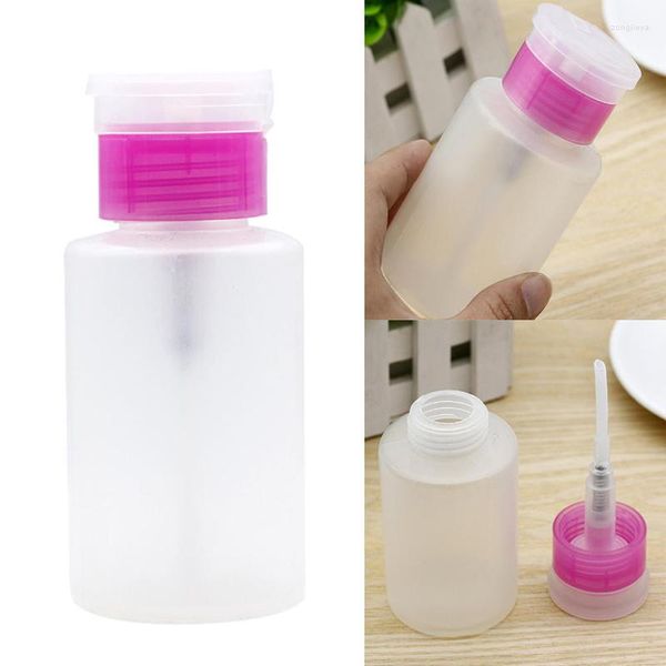 Dispensador de bomba de botellas de almacenamiento, 60ML, removedor de esmalte de uñas, limpiador líquido de Alcohol, botella de prensa de plástico vacía, herramientas de manicura DIY