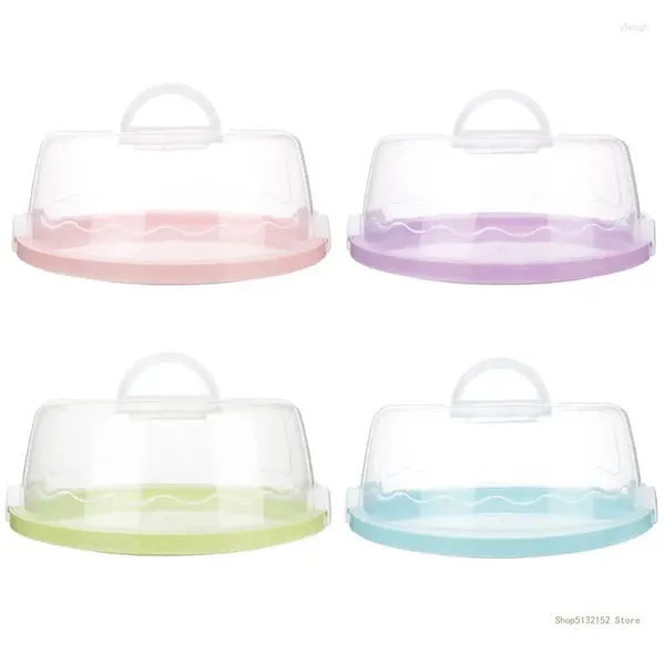 Bouteilles de rangement QX2E Plastic Plastic Round Cake Box Coupcake Dessert Container For Case Scelling Houthh