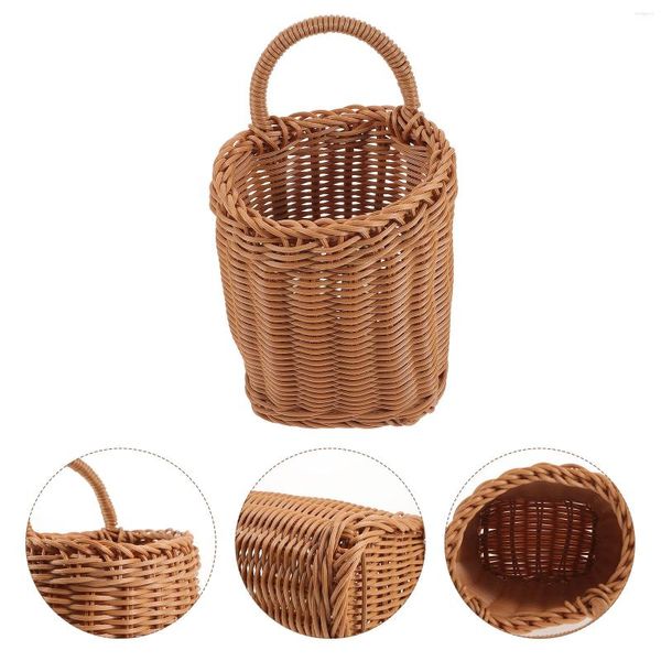 Bouteilles de stockage porte en rotin panier suspendu bacs soucoupes tissées extérieur fleurs porte-Pot mur Boho planteur montage organisateur