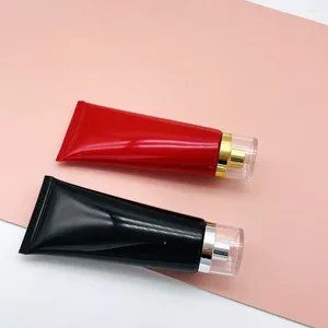 Bouteilles de stockage rouge noir emballage cosmétique Lotion crème vide 100 g/ML Tube souple en plastique PE avec bouchon à vis en acrylique