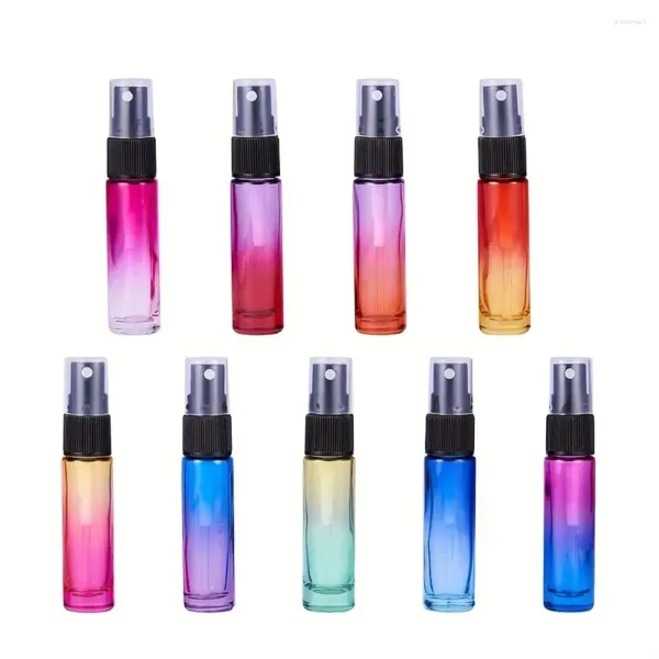 Bouteilles de rangement rechargeables gradient de bouteille de parfum vide 10 ml sous pression de vide essentiel diffuseur compact en verre de spray en verre liquide