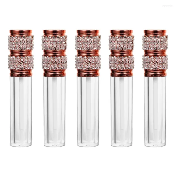 Bouteilles de stockage Tube de brillant rechargeable bouteille à lèvres en diamant récipients en plastique transparent Tubes de rouge à lèvres faits maison