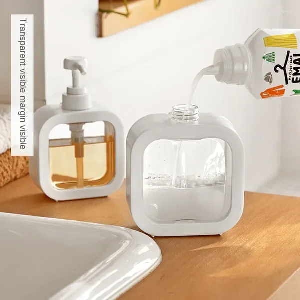 Botellas de almacenamiento recargable jabón dispensador loción líquido manos bomba champú botella plástico mano blanca