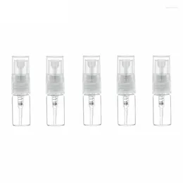 Bouteilles de rangement Remployage du parfum Bouteille Vial en verre transparent 2 ml 50 / 100pcs avec couvercle Pompe à pulvérisation transparente Récipient cosmétique rechargeable