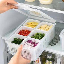 Bouteilles de stockage réfrigérateur boîte 4/6 grille nourriture légumes fruits réfrigérateur organisateur vidange panier oignon gingembre clair bac à légumes