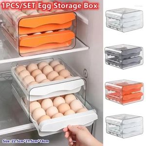 Flessen opslagtoelkoelkast eierdoos 2-laags ladetype stapelbare doorzichtige plastic organizer