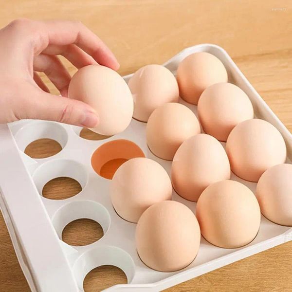 Bouteilles de stockage Réfrigérateur Capacité de l'organisateur d'œufs Boîte à double couche avec 32 grilles Conception visible transparente Qualité alimentaire pour la cuisine