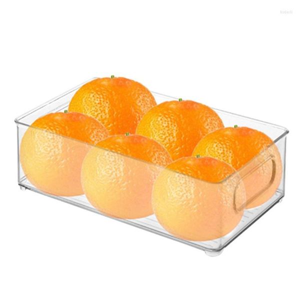 Bouteilles De Stockage Réfrigérateur Organisateur Bacs En Plastique Transparent Garde-manger Support De Nourriture Avec Poignées Pour Yaourt Aux Fruits CanningSnacks Armoires De Cuisine