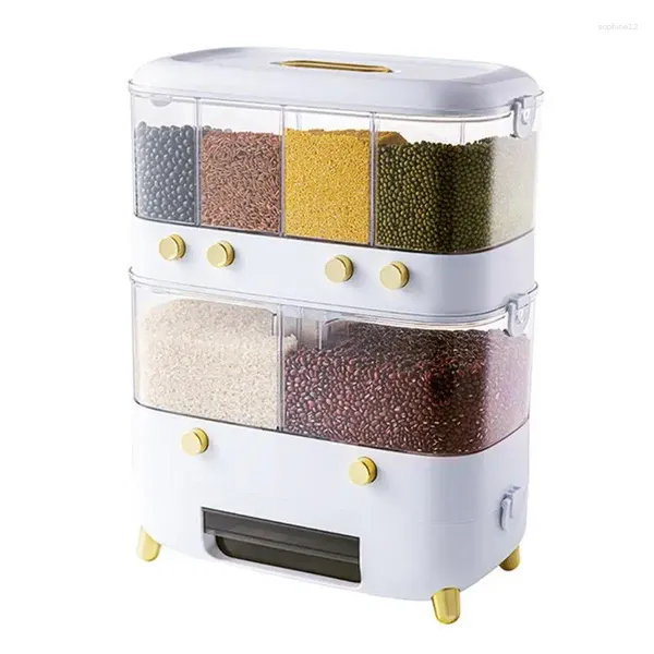 Bouteilles de rangement Gaille de seau de riz Design Home Food Container Imperproof Cereal Dispenser Automatic Grain Boîte pour la cuisine
