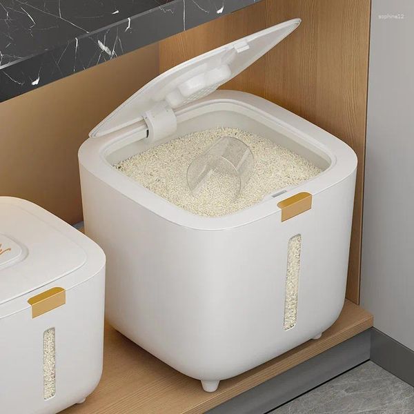 Botellas de almacenamiento Cubo de arroz A prueba de insectos A prueba de humedad Sellado Barril de alimentos para el hogar Caja de grado Tanque de harina