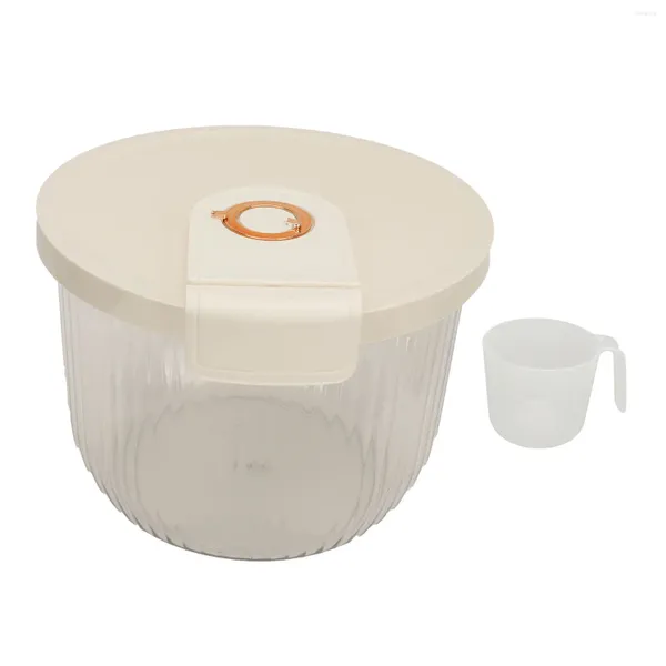 Botellas de almacenamiento Contenedor de arroz transparente Gran capacidad Bucket Bucket Dispenser Bin con tapa para cocina