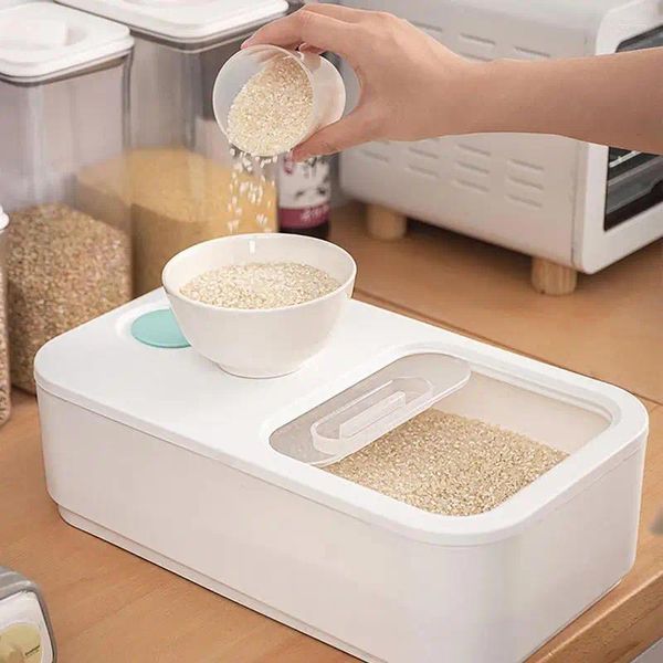 Bouteilles de rangement Dispensateur de riz Créateur de grains de farine transparente avec rouleau de roues fruits secs accessoires de cuisine