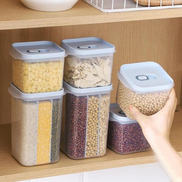 Bouteilles de stockage Récipient à grains de riz Distributeur de céréales sans BPA Chicanes amovibles Pile Boîte de cuisine pour aliments secs pour animaux de compagnie