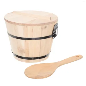 Bouteilles De Stockage Riz Vapeur Seau Bol En Bois Panier En Bois Sushistorage Cuisine Asiansum Mélange Apéritif Chinois Dim Pot Distributeur Baignoire