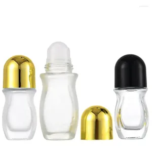 Bouteilles de stockage à rouler 30ml 50ML, flacons de Massage en verre givré transparent, grande boule, parfum cosmétique, rouleau rechargeable