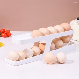 Opslagflessen Rolleddown koelkast eierdispenser Auto Rolling Holder 2-laags doos Keuken Verse koets