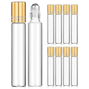 Botellas de almacenamiento Botella de rodillo Aceite de rollo esencial Aceites vacíos Perfume Mini viales recargables Contenedor de muestra 10Ml 5Ml Líquidos a prueba de fugas