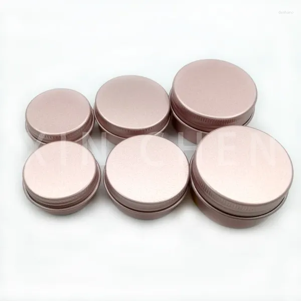 Botellas de almacenamiento Rose Gold Aluminum Cream Pot Arte de uñas Mabro de labios Empacaje de brillo de metal Vacá envasado cosmético contenedor 10pcs/paquete 10g 15g