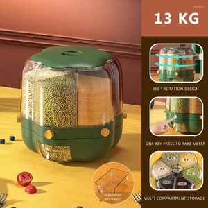 Bouteilles de stockage distributeur de grains rotatif bac à nourriture de riz conteneur réservoir fournitures de cuisine organisateur de prévention de l'humidité