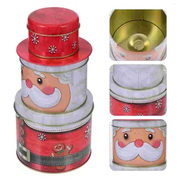 Bouteilles de rangement Round Metal Cookie Tins Gift Giving Christmas Box Cupcakes Conteneurs Tinplate
