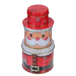 Bouteilles de rangement Round Metal Cookie Tins Gift Giving Christmas Box Snack Food Cadeaux Ticlare