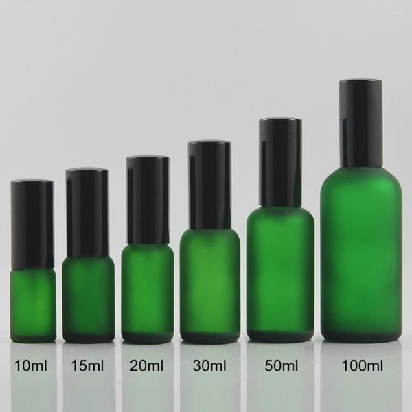 Bouteilles de stockage Bouteilles de shampooing rondes Pompes en céramique Cosmétique 20 ml Emballage en verre Pompe de lotion verte