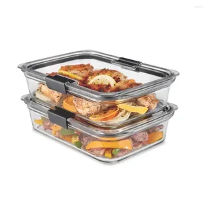 Opslagflessen Rubbermeisje Brilliance Glass Food Containers 8-kopje met deksels 2-pack