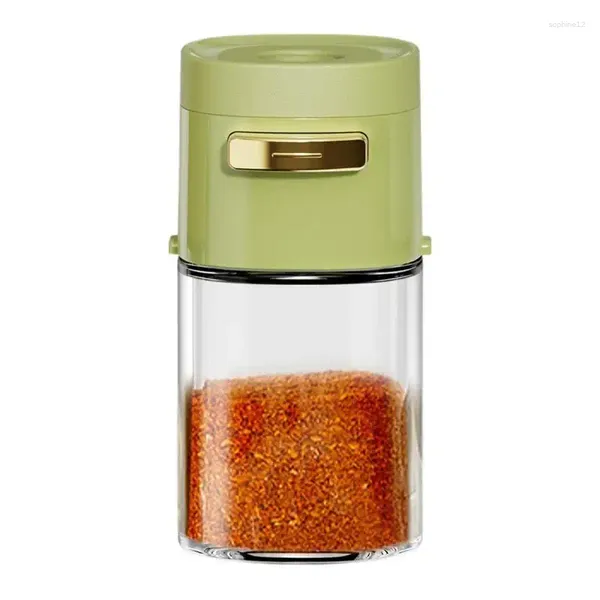 Botellas de almacenamiento Dispensador de sal para cocinar Press cuantitativa Tipo de especias Shaker Botella de vidrio sellado resistente a alta temperatura