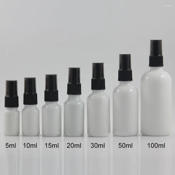 Bouteilles de rangement échantillon de verre personnelle Opal White Bottle Spray Pompe 10 ml Emballage cosmétique