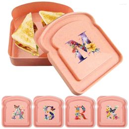 Bouteilles de rangement Boîte de pain grillé sandwich avec couvercle à déjeuner Bagure de nourriture portable pain Bento Organisateur Conteneur Butterfly Lettre de lettre