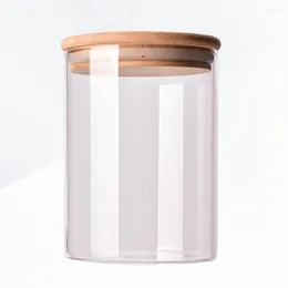 Bouteilles de stockage Pot en verre scellé avec couvercle en bois de bambou Récipient alimentaire pour grains de café en vrac (950 ml)