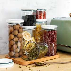 Bouteilles de stockage avec anneau scellé, transparentes pour conserver la fraîcheur de la farine, des noix, du café, des boîtes de cuisine, récipient alimentaire, bocaux à biscuits