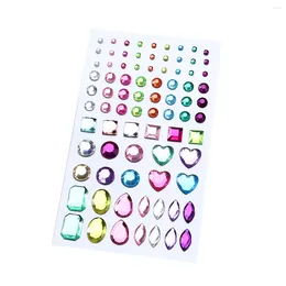 Bouteilles de rangement auto-adhésives acryliques en cristal joyaux joyaux gems sticker sheet assorties couleurs diverses formes (multicolore type 1)