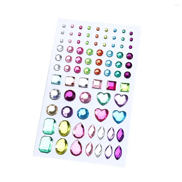 Bouteilles de rangement auto-adhésives acryliques en cristal joyaux joyaux gems sticker sheet assorties couleurs diverses formes (multicolore type 1)