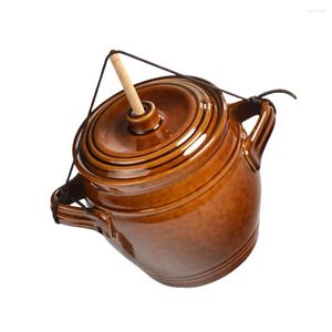 Bouteilles de stockage Pot de cornichon auto-pressurisé, bidons en céramique pour aliments, récipient de cuisine en céramique, Pot de maison scellé en bois