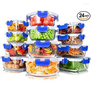 Bouteilles de stockage SereneLife 24 pièces contenants alimentaires en verre supérieur 11-35 Oz.Capacité (bleu)