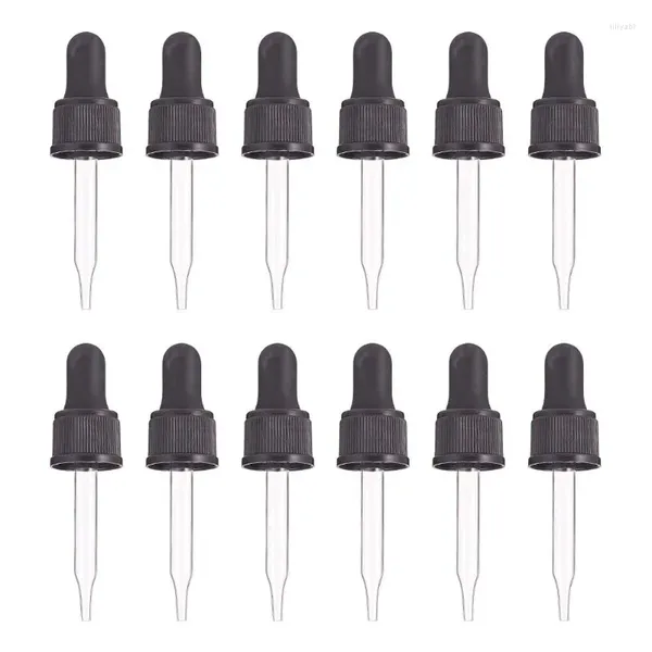 Bouteilles de rangement ensemble de 12 compte-gouttes en verre pour l'huile essentielle 15 ml (1/2 once) Ponte de couverture rotative Pipettes à rouleaux