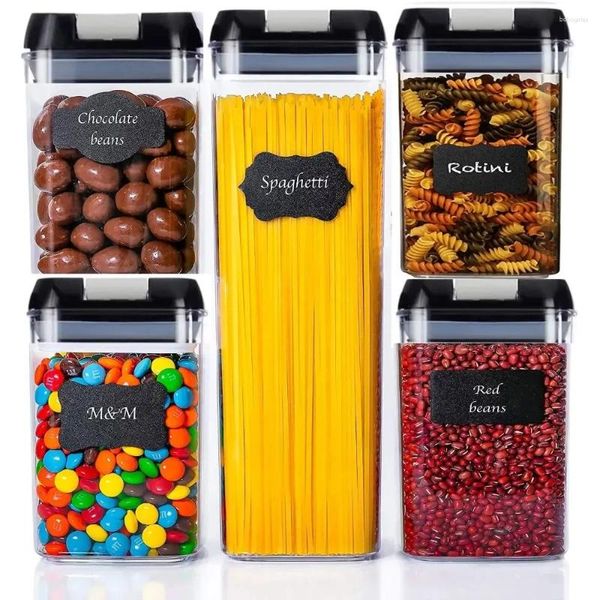 Ensemble de bouteilles de rangement de 5 BPA Organisation de cuisine étanche en plastique BPA et Rangement - Comprend des étiquettes Marqueur