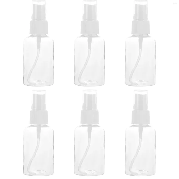 Juego de botellas de almacenamiento de 6 recipientes de botellas de muestra vacíos recargables transparentes de 50 ml con tapa para emulsión de ducha de agua emoliente (tapa)