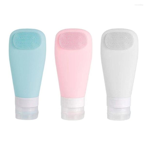 Bouteilles de stockage Gel douche shampooing Portable lavage des mains Silicone bouteille sous-embouteillage Tube presser conteneur vide pour 90 ml