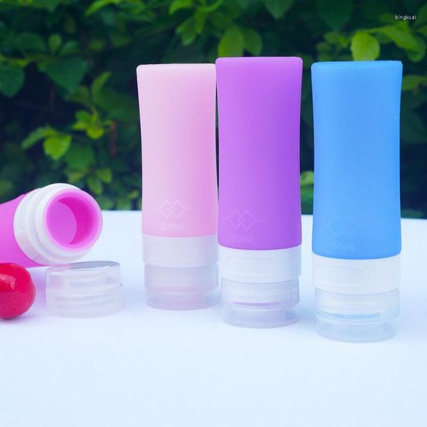 Bouteilles de stockage Bouteille de voyage en silicone Lotion cosmétique rechargeable Gel douche Shampooing Pots vides