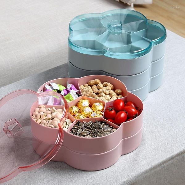 Bouteilles De Stockage Simple Plateau De Fruits Secs Créatif En Forme De Fleur Transparent Boîte De Bonbons De Mariage En Plastique Snack Conteneur De Graines De Melon Avec Couvercle